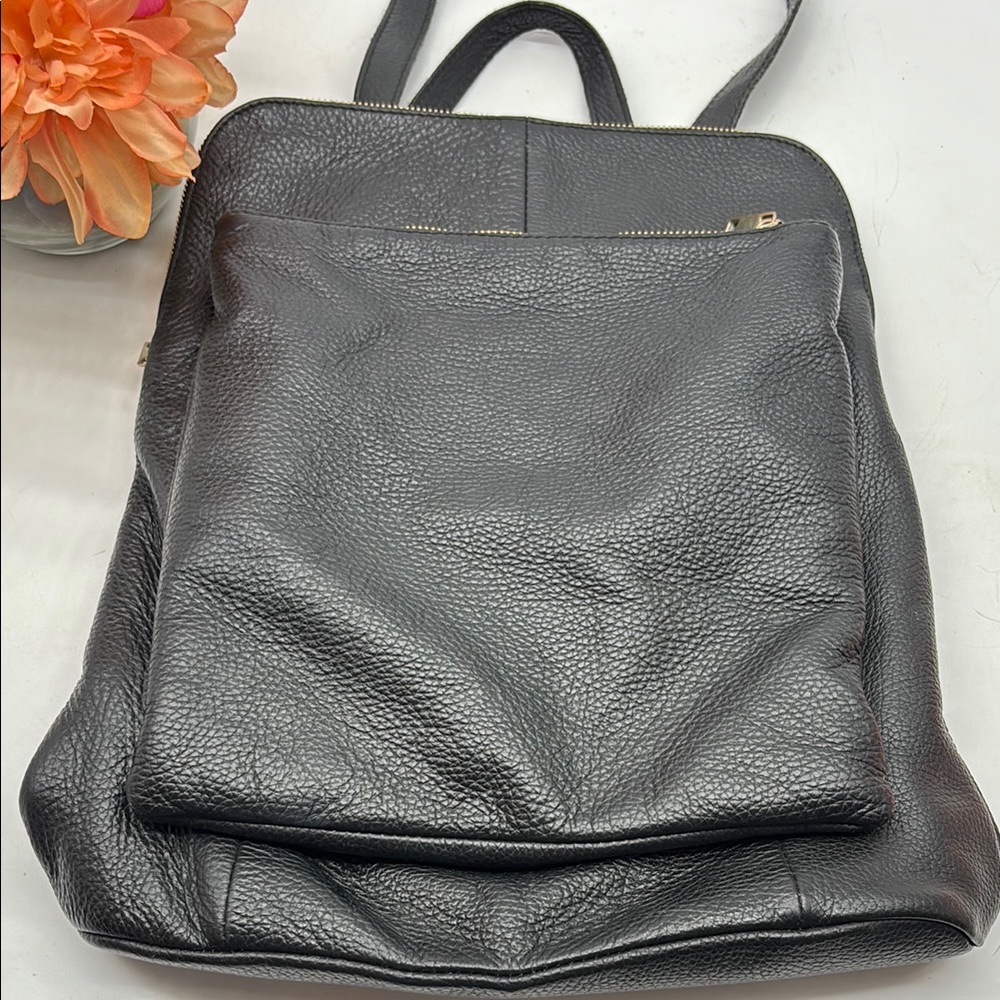 Vera Pelle Gorgeous Pebble Black Leather Backpack Made in Italy - Florence